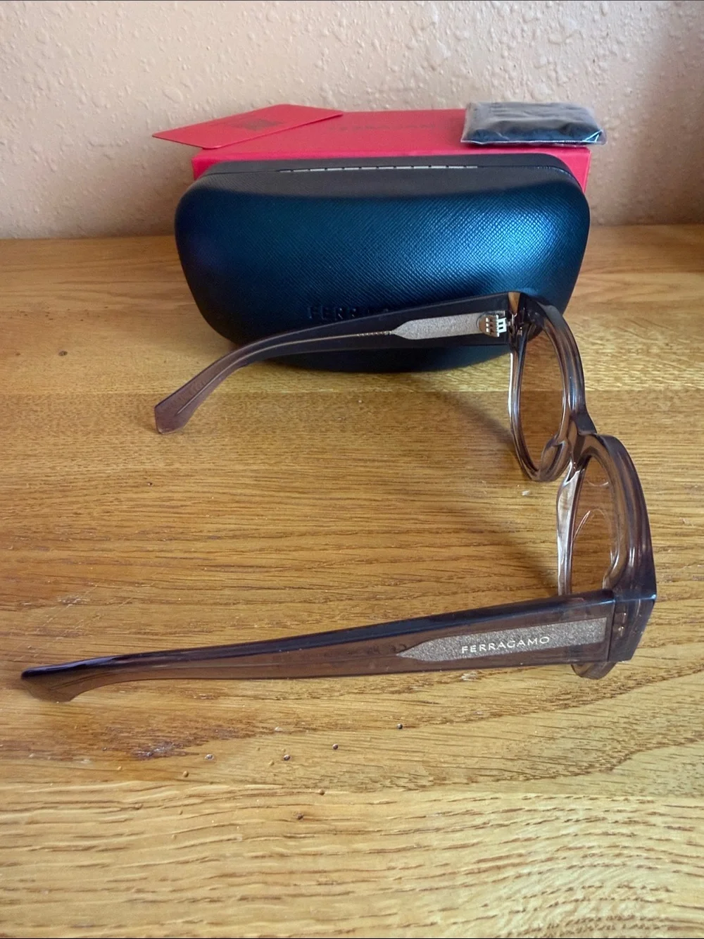 NWOT - Salvatore Ferragamo Transparent Brown Frame Sunglasses with Brown Lenses